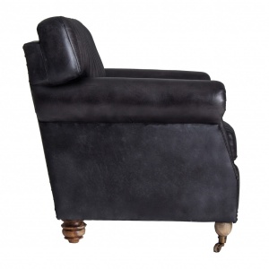 FOTOLIU CONFORTABIL GORDON REF. 26742, DIN LEMN MASIV SI PIELE, STIL CHESTERFIELD, VIC - Img 3