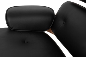 FOTOLIU EXCLUSIVIST CU TABURET, LOUNGE HM PREMIUM SZEROKI, NEGRU, PIELE NATURALA SI LEMN DE FRASIN, STIL MODERN - Img 4
