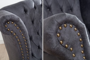 FOTOLIU LUX, DESIGN ENGLEZESC, CHESTERFIELD, GRI, 150CM - Img 3