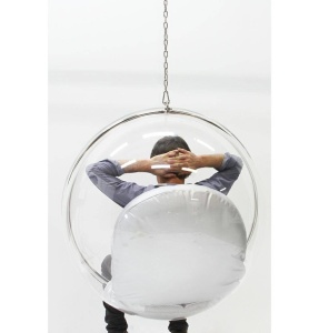 FOTOLIU SUSPENDAT BUBBLE, ALB/TRANSPARENT/CROM, DIN ACRIL SI PIELE ECOLOGICA, STIL MODERN - Img 2