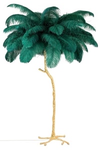 LAMPADAR TIFFANY 175, VERDE/AURIU, CONFECTIONAT DIN METAL SI PENE, STIL MODERN