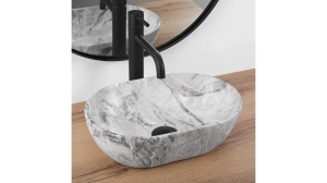 LAVOAR REA AMELIA MINI, STONE, EFECT DE PIATRA GRI MAT, 38 CM, DIN CERAMICA, CALITATE SUPERIOARA