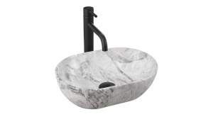 LAVOAR REA AMELIA MINI, STONE, EFECT DE PIATRA GRI MAT, 38 CM, DIN CERAMICA, CALITATE SUPERIOARA - Img 5