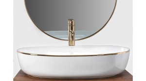 LAVOAR REA CLEO EDGE, ALB/AURIU, 60,5 CM, DIN CERAMICA, CALITATE SUPERIOARA - Img 4
