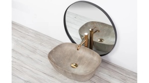 LAVOAR REA FREJA, EFECT DE PIATRA BEJ, 51 CM, DIN CERAMICA, CALITATE SUPERIOARA - Img 3