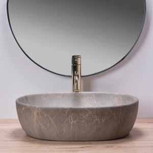 LAVOAR REA LARA, EFECT DE PIATRA BEJ, 48,5 CM, DIN CERAMICA, CALITATE SUPERIOARA - Img 2