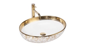 LAVOAR REA MARGOT, ALB/AURIU, 52CM, DIN CERAMICA, CALITATE SUPERIOARA - Img 3