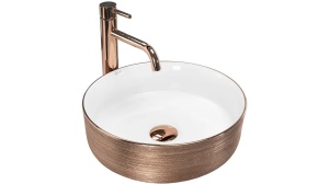 LAVOAR REA SAMI, 36 CM, ALB/AURIU ROSE PERIAT, DIN CERAMICA, CALITATE SUPERIOARA - Img 4