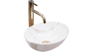 LAVOAR REA SOFIA MINI, SHINY AIAX, EFECT DE MARMURA ALBA, 35 CM, DIN CERAMICA, CALITATE SUPERIOARA - Img 5