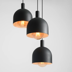 LUSTRA BERYL RING, CU 3 BRATE, 130 CM, NEAGRA, DIN METAL, STIL MODERN - Img 4