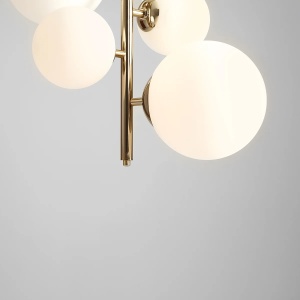 LUSTRA BLOOM, 4 BRATE, 120 CM, AURIE, DIN STICLA SI METAL, STIL MODERN - Img 3