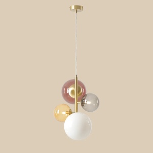 LUSTRA BLOOM, 4 BRATE, 120 CM, MULTICOLOR, DIN STICLA SI METAL, STIL MODERN