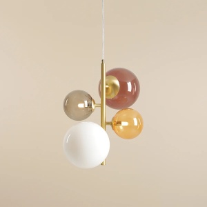 LUSTRA BLOOM, 4 BRATE, 120 CM, MULTICOLOR, DIN STICLA SI METAL, STIL MODERN - Img 2