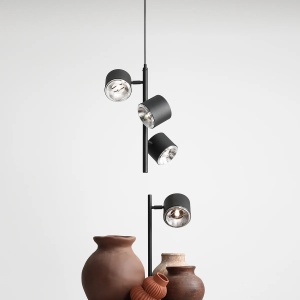LUSTRA BOT, 3 BRATE, 120 CM, NEAGRA, DIN METAL, STIL MODERN - Img 4