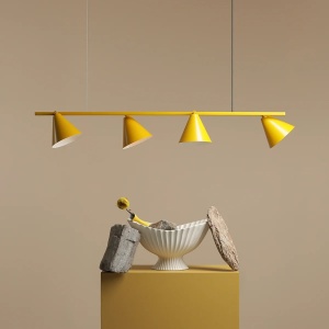 LUSTRA FORM, 4 BRATE, 115 CM, GALBENA, DIN METAL, STIL MODERN - Img 4