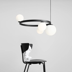 LUSTRA GARDA, 4 BRATE, 120 CM, ALB/NEGRU, DIN STICLA SI METAL, STIL MODERN - Img 4