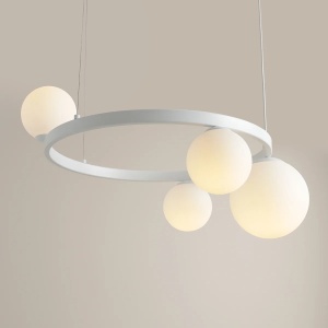 LUSTRA GARDA, 4 BRATE, 120 CM, ALBA, DIN STICLA SI METAL, STIL MODERN - Img 2