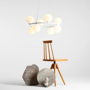 LUSTRA KRONE, 8 BRATE, 110 CM, ALBA, DIN STICLA SI METAL, STIL MODERN - Img 4
