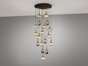 LUSTRA/PLAFONIERA NORMA, CU TELECOMANDA, 150/500 CM, MULTICOLORA, DIN METAL SI STICLA, STIL MODERN - Img 6