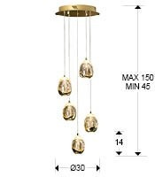 LUSTRA/PLAFONIERA ROCIO, CU TELECOMANDA, 30 CM, AURIU/SAMPANIE, DIN STICLA SI METAL, STIL MODERN - Img 2