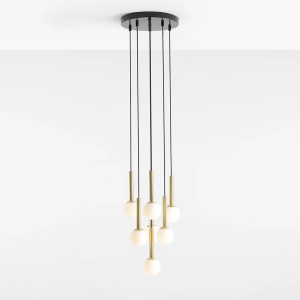 LUSTRA RIU RING, 7 BRATE, 200 CM, NEGRU/ALAMA, DIN STICLA SI METAL, STIL MODERN