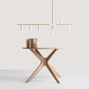 LUSTRA TREVO, 6 BRATE, 86 CM, ALAMA/ALB, DIN METAL, STIL MODERN - Img 3