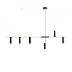 LUSTRA TREVO, 6 BRATE, 86 CM, ALAMA/NEGRU, DIN METAL, STIL MODERN - Img 2