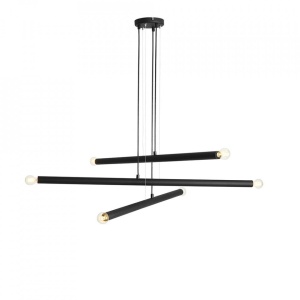 LUSTRA TUBO 6, 3 BRATE, 105 CM, NEAGRA, DIN METAL, STIL MODERN