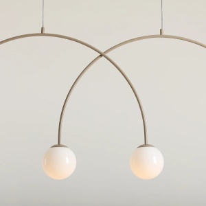 LUSTRA UNA L, 4 BRATE, 250 CM, BEJ, DIN STICLA SI METAL, STIL MODERN - Img 4