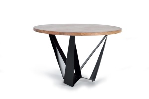 MASA DINING AMOS 120CM, MARO/NEGRU, LEMN MASIV DE ACACIA SI METAL, STIL INDUSTRIAL G&C
