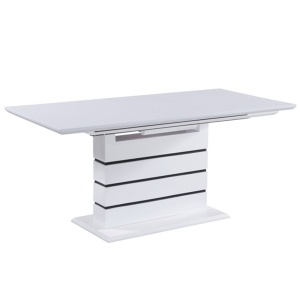 MASA DINING EXTENSIBILA MEDAN, ALB STRALUCITOR/NEGRU, STIL MODERN, TK