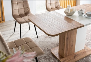 MASA DINING EXTENSIBILA NEXT, 110/153 CM, STEJAR ATISAN/ALB MAT, DIN PAL LAMINAT, STIL MODERN - Img 6