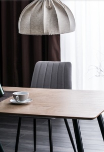 MASA DINING REMUS, 120 CM, STEJAR/NEGRU, BLAT DIN MDF SI PICIOARE DIN METAL, STIL MODERN - Img 3