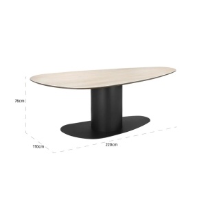 MASA DINING RITZ 220, BEJ, 8713, CONFECTIONATA DIN MDF, METAL SI TRAVERTIN CERAMIC, RICHMOND INTERIORS - Img 3