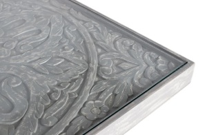 MASA ELEGANTA, 200CM, GRI/NEGRU, DIN LEMN DE MANGO SI METAL, CU ORNAMENTE, MODEL DEOSEBIT - Img 4