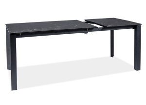 MASA EXTENSIBILA METROPOL, 120/180 CM, EFECT DE MARMURA NEAGRA/NEGRU MAT, DIN STICLA SECURIZATA, CERAMICA SI METAL, STIL MODERN - Img 7