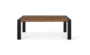 MASUTA DE CAFEA 120CM, NATURAL/NEGRU, DIN LEMN DE TEC SI METAL, STIL MODERN