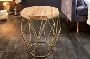 MASUTA DE CAFEA 50CM, DIAMOND, DIN METAL SI LEMN, STIL INDUSTRIAL