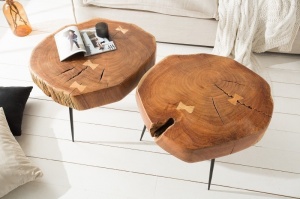 MASUTA DE CAFEA 60CM, GOA, DIN LEMN MASIV DE SALCAM, DESIGN RUSTIC - Img 2