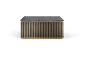 MASUTA DE CAFEA 90CM, CULOARE BRONZ/NEGRU, LEMN MANGO, MARMURA SI METAL, MODEL DEOSEBIT