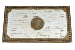 MASUTA DE CAFEA AYALA 140CM, DIN LEMN DE MANGO CU DETALII DIN BRONZ, STIL VINTAGE - Img 4