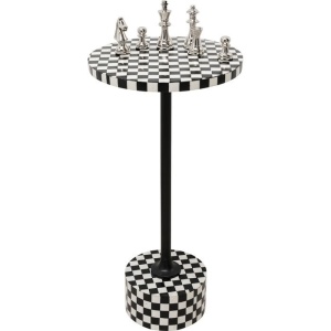 MASUTA DE CAFEA CHESS 25 ALB/NEGRU, CONFECTIONATA DIN OTEL SI MDF, STIL MODERN - Img 4