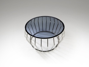 MASUTA DE CAFEA CIROS, 90 CM, FUMURIU/CROM, BLAT DIN STICLA SI PICIOR DIN METAL, STIL MODERN - Img 2