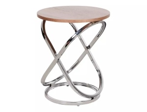 MASUTA DE CAFEA EOS E, 45 CM, NUC/CROM, BLAT DIN MDF, FURNIR NATURAL SI CADRU DIN METAL, STIL MODERN - Img 3