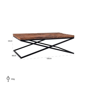 MASUTA DE CAFEA KENSINGTON, NEGRU/NATURAL, DIN LEMN MASIV SI METAL, STIL INDUSTRIAL, B2 - Img 4