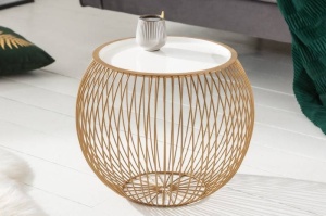 MASUTA DE CAFEA, STORAGE 41CM, DIN METAL AURIU/ALB
