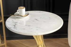 MASUTA DE CAFEA, TEAR, 60CM, BLAT DIN MARMURA SI METAL, ALB, ARTIM GROUP SELECTION - Img 2