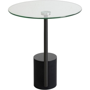 MASUTA DE CAFEA TORI 46 CM, NEAGRA, CONFECTIONATA DIN STICLA SI OTEL, STIL MODERN - Img 2