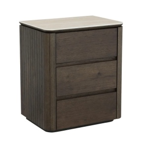 NOPTIERA RITZ CU 3 SERTARE, 8633, CONFECTIONATA DIN TRAVERTIN CERAMIC, FURNIR DE STEJAR MDF, LEMN RECICLAT, SI METAL, RICHMOND INTERIORS