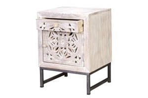 NOPTIERA SCULPTATA, TALLA 6897, DIN LEMN MASIV DE MANGO SI METAL, STIL VINTAGE - Img 3